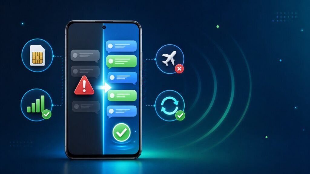 Android phone restoring incoming text messages after signal and settings checks