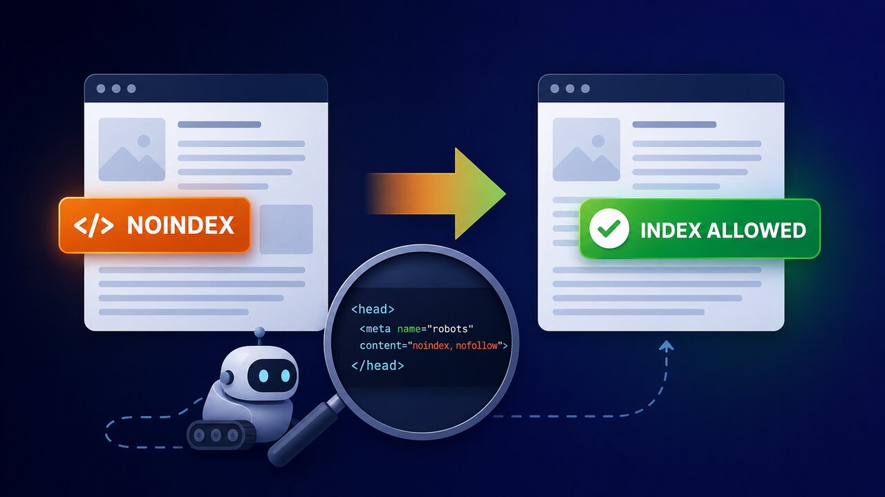 WordPress page changing from a noindex directive to an indexable Google Search page