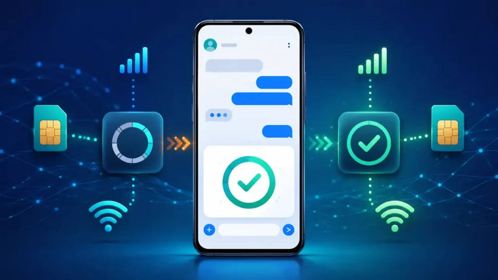 Google Messages RCS connection setup changing from pending to connected